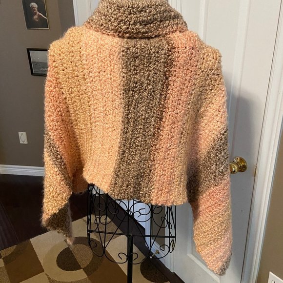 Handmade Crochet Poncho in Earthtones. One Size EUC - Picture 3 of 4